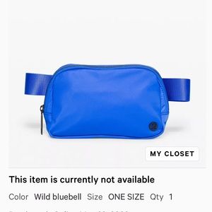 Limited edition cobalt blue Lululemon fanny pack/belt bag